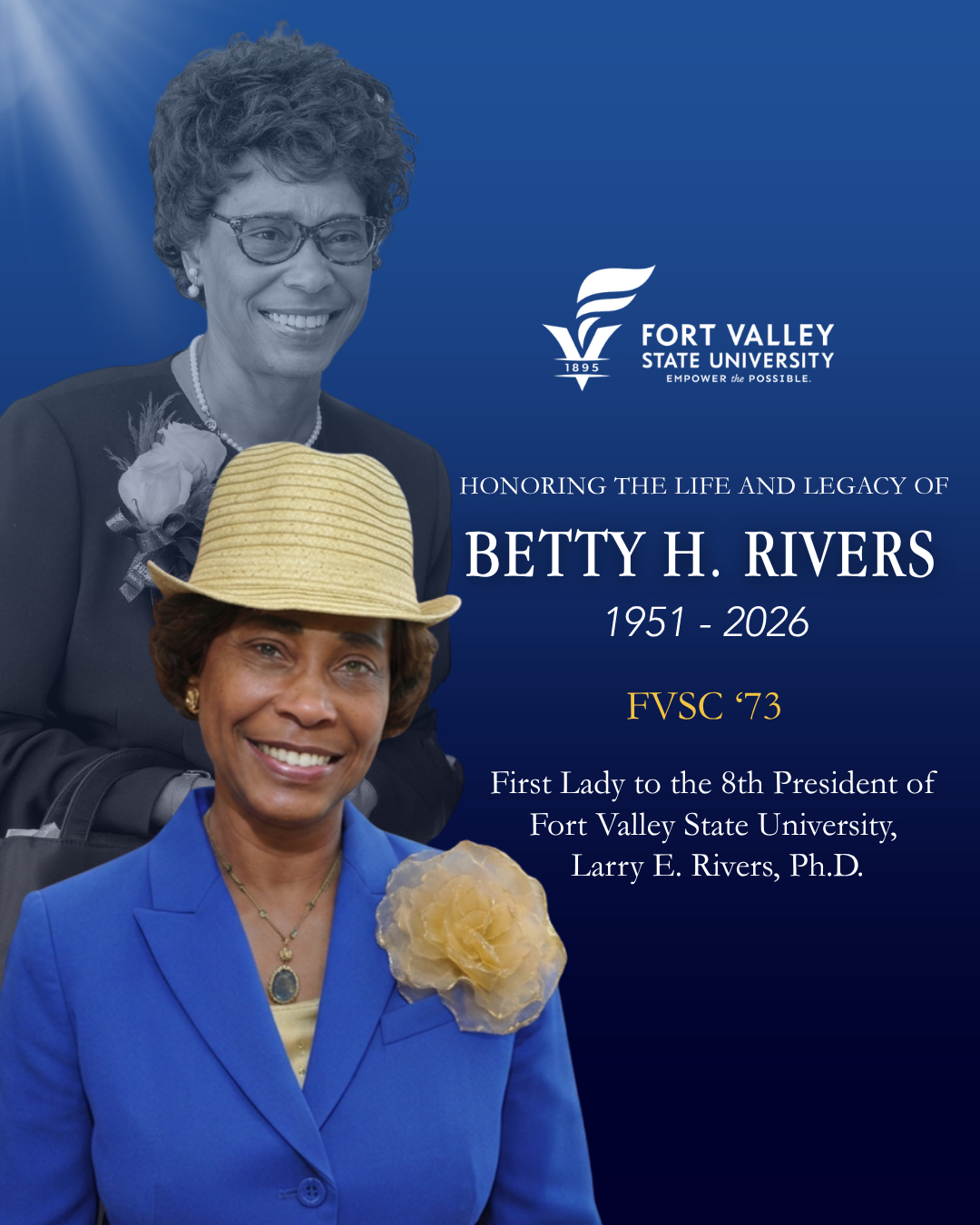 graphic announcing passing of former first lady betty rivers